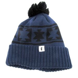 Cotopaxi Pom Beanie Hat Mens One Size Navy Pattern Knit Outdoor Winter Unisex